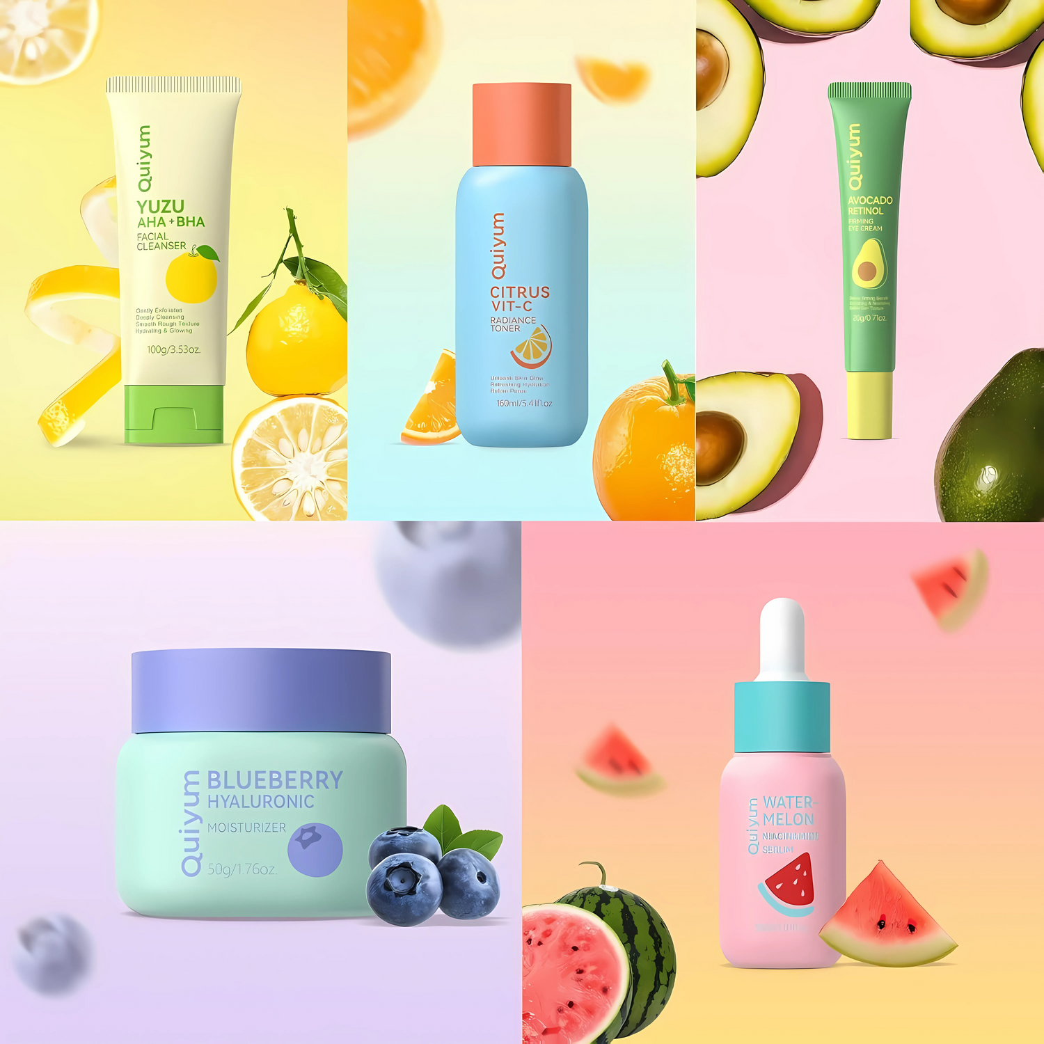 QUIYUM Coffret Skincare Fruité 5-en-1 Éclat
